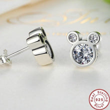 Load image into Gallery viewer, Sterling Silver &amp; CZ Silhouette Mouse Earrings