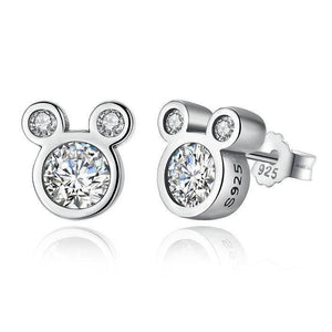 Sterling Silver & CZ Silhouette Mouse Earrings
