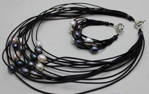 Multi-color Freshwater Circle Pearl Necklace & Bracelet Set