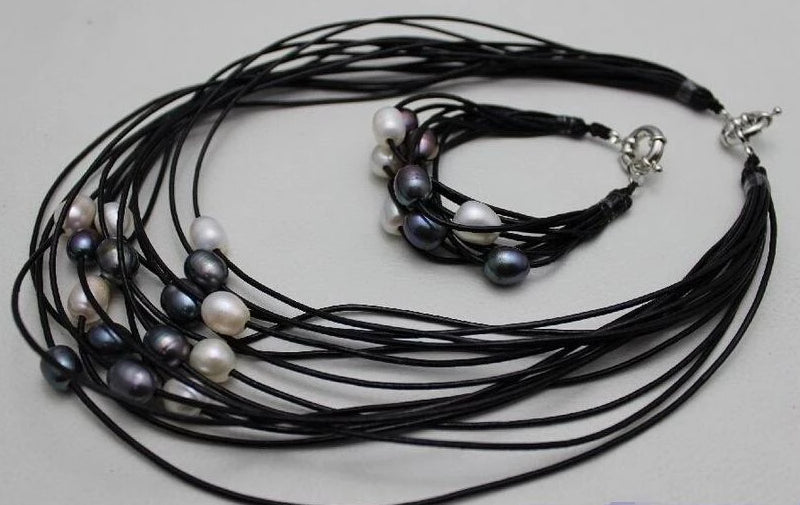 Freshwater pearl necklace and bracelet set on sale