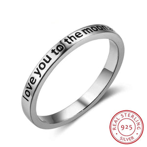 "I Love You To The Moon And Back" Sterling Silver Ring