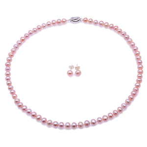 7-8 mm Pink Freshwater Pearl Necklace, Bracelet & Earring Set, Bridal jewelry, Bride Pearls, Bridal Pearls, Wedding Pearls, Wedding Jewelry, Pink Pearl Neckalce, Pink Pearl Bracelet, Pearl Earrings, Pearl Jewelry Set, 100Sterling.com, Pearls, Women's Pearls, Bridesmaids Pearls, Pearl Ensemble, Classic Pearls, Classic Pearl Earrings, Classic Pearl Bracelet