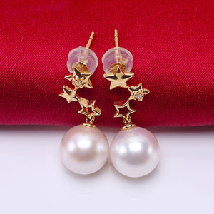 Celebration Design 18K Gold & Natural White 8.5mm Akoya Pearl Earrings