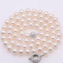 Load image into Gallery viewer, 8-9mm Adjustable Cultured Freshwater Pearl Necklace, Freshwater Pearl Bracelet, Cultured Pearl Necklace, Wedding Jewelry, Bridal Jewelry, Bridal Pearls, Wedding Pearls, Pearl Bracelet, 8mm Pearl Necklace, 9mm Pearl Necklace, Freshwater Pearl Necklace, Large Pearls, Freshwater pearls, Classic Pearl Necklace, 100Sterling.com, Wedding Jewelry, Anniversary pearls, Evening Pearls, Daytime Pearls, Fashion Pearls, White Pearls, White Pearl Necklace