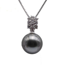 Load image into Gallery viewer, 9.5mm Black Tahitian Pearl Pendant Sterling Silver Necklace, wedding, Wedding Dresses, Wedding Gowns, Wedding Accessories, Wedding Jewelry, Pearl jewelry, Bridal jewelry, weddings, what to wear to a wedding, wedding ideas, Tahitian Pearls, Pearl Necklace, Bride, Wedding Party Gifts, Wedding Gifts, 100sterling.com