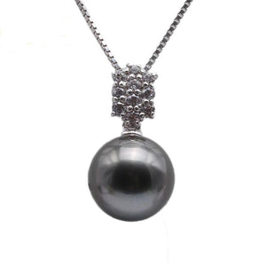 9.5mm Black Tahitian Pearl Pendant Sterling Silver Necklace, wedding, Wedding Dresses, Wedding Gowns, Wedding Accessories, Wedding Jewelry, Pearl jewelry, Bridal jewelry, weddings, what to wear to a wedding, wedding ideas, Tahitian Pearls, Pearl Necklace, Bride, Wedding Party Gifts, Wedding Gifts, 100sterling.com