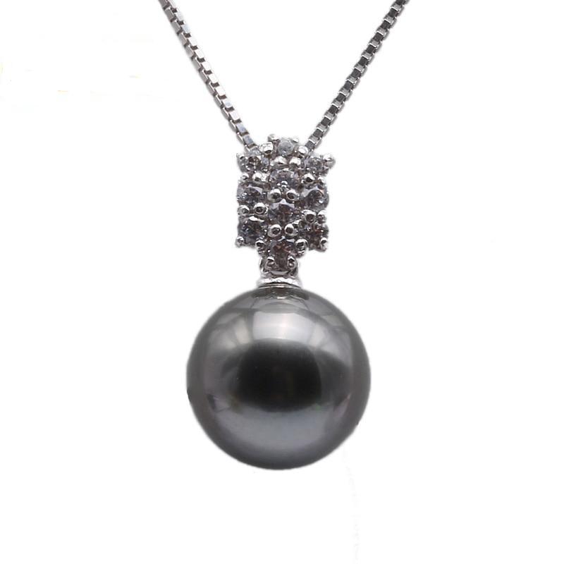 9.5mm Tahitian Pearl Pendant Necklace, Wedding Accessories and Jewelry –  100Sterling