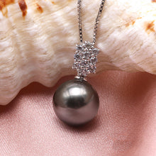 Load image into Gallery viewer, 9.5mm Black Tahitian Pearl Pendant Sterling Silver Necklace, wedding, Wedding Dresses, Wedding Gowns, Wedding Accessories, Wedding Jewelry, Pearl jewelry, Bridal jewelry, weddings, what to wear to a wedding, wedding ideas, Tahitian Pearls, Pearl Necklace, Bride, Wedding Party Gifts, Wedding Gifts, 100sterling.com