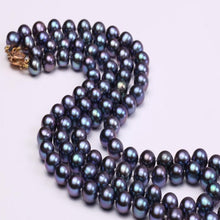 Load image into Gallery viewer, 7-8mm Dark Blue Freshwater Pearl 18&quot; Necklace, 18 inch pearl necklace, Dark Blue Pearl Necklace, Freshwater Pearl Necklace, Double Row Pearl Necklace Pearls, Pearl Necklace Anniversary gifts, Wedding, Bridal Necklace, Bride&#39;s Pearls, Wife Gift, 100Sterling.com, Single Strand pearls, Single Strand Pearl Necklace, Double Strand pearls, Double Strand Pearl necklace