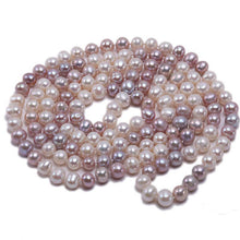 Load image into Gallery viewer, 8mm multi color Freshwater Pearl Necklace, 9mm multicolor pearl necklace, Bridal jewelry, Bride Pearls, Bridal Pearls, Wedding Pearls, Wedding Jewelry, Pearl Necklace, Pearls, White pink and lavender Pearls, 100Sterling.com, Pearls, Women&#39;s Pearls, Bridesmaids Pearls, Long Pearl Necklace, Classic Pearls, Anniversary Pearls, Birthday Pearls, Birthday Jewelry, Anniversary Jewelry, Jewelry gift, Wearing Pearls