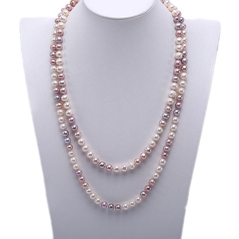 7.0-7.5mm Pink Freshwater Pearl Necklace - AAA Quality - Pure Pearls