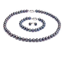 Load image into Gallery viewer, Black Natural Freshwater Pearl Necklace, Bracelet &amp; Earring Set