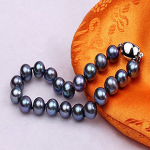 Black Natural Freshwater Pearl Necklace, Bracelet & Earring Set