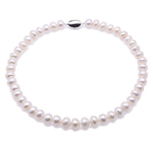 Load image into Gallery viewer, Classic White Freshwater Pearl Necklace, White Pearl Necklace, Pearl Collection, Wedding Jewelry, Bridal jewelry, Bridal Necklace, Pearl Necklace, Luxury Pearls, 100Sterling.com, Sterling Silver and pearls, Small pearls, Pearl Jewelry, Pearls, Pearl Source, Freshwater Pearls, Anniversary Pearls, Birthday Pearls, Birthday Jewelry, Anniversary Jewelry, Quality pearls, Girls Pearls, Communion Pearls, Women&#39;s Pearls, Everyday Pearls, Pearl Choker, Real Pearls, Cultured Pearls