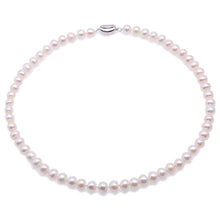 Load image into Gallery viewer, Classic White Freshwater Pearl Necklace, White Pearl Necklace, Pearl Collection, Wedding Jewelry, Bridal jewelry, Bridal Necklace, Pearl Necklace, Luxury Pearls, 100Sterling.com, Sterling Silver and pearls, Small pearls, Pearl Jewelry, Pearls, Pearl Source, Freshwater Pearls, Anniversary Pearls, Birthday Pearls, Birthday Jewelry, Anniversary Jewelry, Quality pearls, Girls Pearls, Communion Pearls, Women&#39;s Pearls, Everyday Pearls, Pearl Choker, Real Pearls, Cultured Pearls