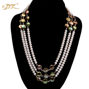 Limited Edition 3-Strand Designer Freshwater & Barogue Pearl Necklace