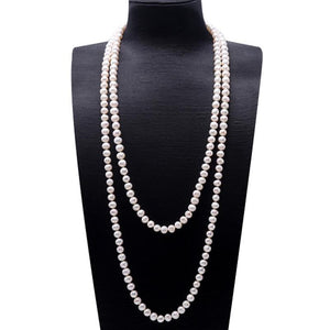 64 Inch Natural White 8-9mm Baroque Freshwater Pearl Necklace, Freshwater Pearl Necklace, Baroque Pearl Necklace, Long Pearl Necklace, 64 inch necklace, double wrap pearl necklace, triple wrap pearl necklace, 100Sterling.com, Stunning Pearls, Pearls, Anniversary Gift, Women's Pearl Necklace, Birthday Gift Ideas, Gift Ideas, Baroque Pearls, Bridal Jewelry, Bridesmaid Jewelry Free Shipping Jewelry, Fashion Pearl Jewelry
