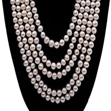 Load image into Gallery viewer, Classic 6 - 7mm Round Five-row Pearl Necklace, Large Pearl Necklace, Freshwater Pearl Necklace, Wedding Jewelry, Bridal Jewelry, Bridal Pearls, Wedding Pearls, Pearl Necklace, 6mm Pearl Necklace, 7mm Pearl Necklace, Freshwater Pearls, Freshwater Pearl Necklace, Classic Pearl Necklace, 100Sterling.com, Wedding Jewelry, Anniversary pearls, Evening Pearls, Daytime Pearls, 5 strand pearl necklace