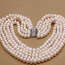 Load image into Gallery viewer, Classic 6 - 7mm Round Five-row Pearl Necklace, Large Pearl Necklace, Freshwater Pearl Necklace, Wedding Jewelry, Bridal Jewelry, Bridal Pearls, Wedding Pearls, Pearl Necklace, 6mm Pearl Necklace, 7mm Pearl Necklace, Freshwater Pearls, Freshwater Pearl Necklace, Classic Pearl Necklace, 100Sterling.com, Wedding Jewelry, Anniversary pearls, Evening Pearls, Daytime Pearls, 5 strand pearl necklace