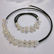 Load image into Gallery viewer, Crystal &amp; Pearl Adjustable Necklace &amp; Matching Bracelet