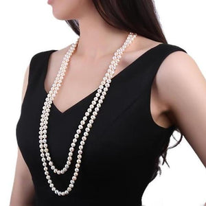 32 Inch Double Row Round Freshwater Pearl Necklace, Freshwater Pearl Necklace, Classic Pearl Necklace, Long Pearl Necklace, 32 inch necklace, double wrap pearl necklace, 4 row pearl necklace, 100Sterling.com, Stunning Pearls, Pearls, Anniversary Gift, Women's Pearl Necklace, Birthday Gift Ideas, Gift Ideas, Freshwater Pearls, Bridal Jewelry, Bridesmaid Jewelry Free Shipping Jewelry, Fashion Pearl Jewelry