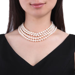 32 Inch Double Row Round Freshwater Pearl Necklace, Freshwater Pearl Necklace, Classic Pearl Necklace, Long Pearl Necklace, 32 inch necklace, double wrap pearl necklace, 4 row pearl necklace, 100Sterling.com, Stunning Pearls, Pearls, Anniversary Gift, Women's Pearl Necklace, Birthday Gift Ideas, Gift Ideas, Freshwater Pearls, Bridal Jewelry, Bridesmaid Jewelry Free Shipping Jewelry, Fashion Pearl Jewelry