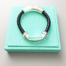 Load image into Gallery viewer, Sterling Silver &amp; Leather Braid Onofrio Street Bracelet