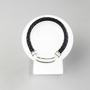 Sterling Silver & Leather Braid Onofrio Band Street Bracelet