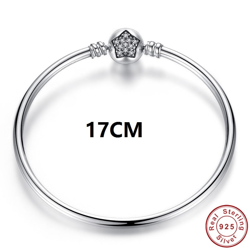 Sterling Silver Crystal Star Clasp Bangle Bracelet – 100Sterling