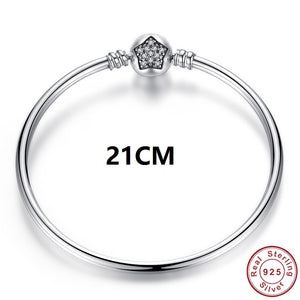 Sterling Silver Crystal Star Clasp Bangle Bracelet