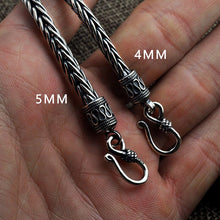 Load image into Gallery viewer, Genuine Thai Silver Neck Chain. Hand-made retro design for a masculine style. Choose from a solid 4 mm or 5mm diameter chain. 100Sterling. 100Sterling.com.