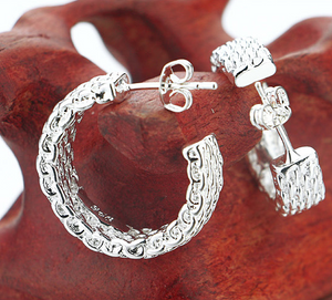 Stunning Genuine 925 Sterling Silver Mesh Earrings - Special Offer!