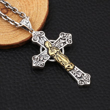 Load image into Gallery viewer, Sterling Silver Virgin Mary Cross Pendant Necklace, Sterling Silver Cross necklace, Cross Necklace, Men&#39;s Cross, Men&#39;s Cross Necklace, Women&#39;s Cross, Women&#39;s Cross Necklace, Religious Jewelry, 100Sterling.com