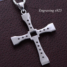 Load image into Gallery viewer, Sterling Silver &amp; White Zircon Cross Pendent with Box Chain Necklace