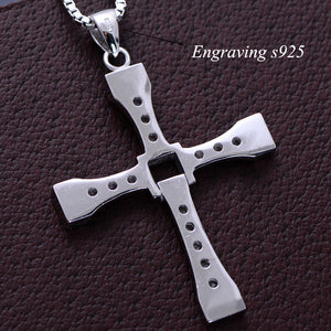 Sterling Silver & White Zircon Cross Pendent with Box Chain Necklace