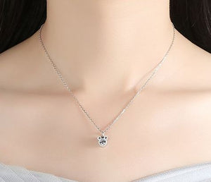 Sterling Silver & CZ Silhouette Mouse Pendant Necklace
