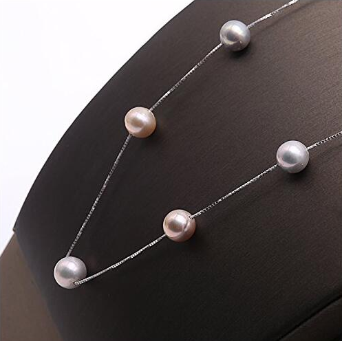 Pearl Sterling Silver Box Chain Necklace in 16 or 18 Lengths 100Sterling