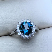 Load image into Gallery viewer, BellaLucia&#39;s 2.04 Carat Blue Topaz &amp; Cubic Zirconia Sterling Silver Ring, Blue Topaz, Blue Topaz Ring, Blue Topaz Birthstone, Blue Topaz Birthstone Ring, Blue Topaz and Sterling Silver, Birthday Ring, December Birthstone, December Birthstone Ring, 100Sterling.com