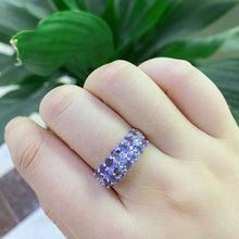 Load image into Gallery viewer, 14 Stone Genuine Tanzanite Ring set in Sterling Silver