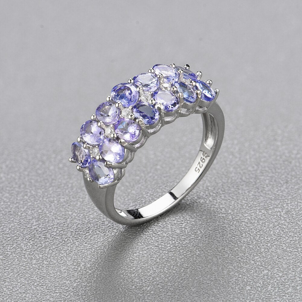 Simulated Tanzanite Sterling Silver Ring - .925 Silver Polished Band, Size 9