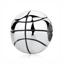 Load image into Gallery viewer, Sterling Silver Shiny Round Basketball Charm Bead