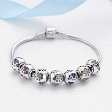 Load image into Gallery viewer, Sterling Silver &amp; CZ Paw Print Bead Charm in 7 Colors