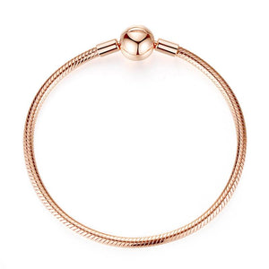 Rose Gold Snake Chain Bracelet with Round Clasp