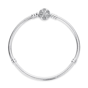 Sterling Silver Snake Chain Bracelet with Snowflake Clasp