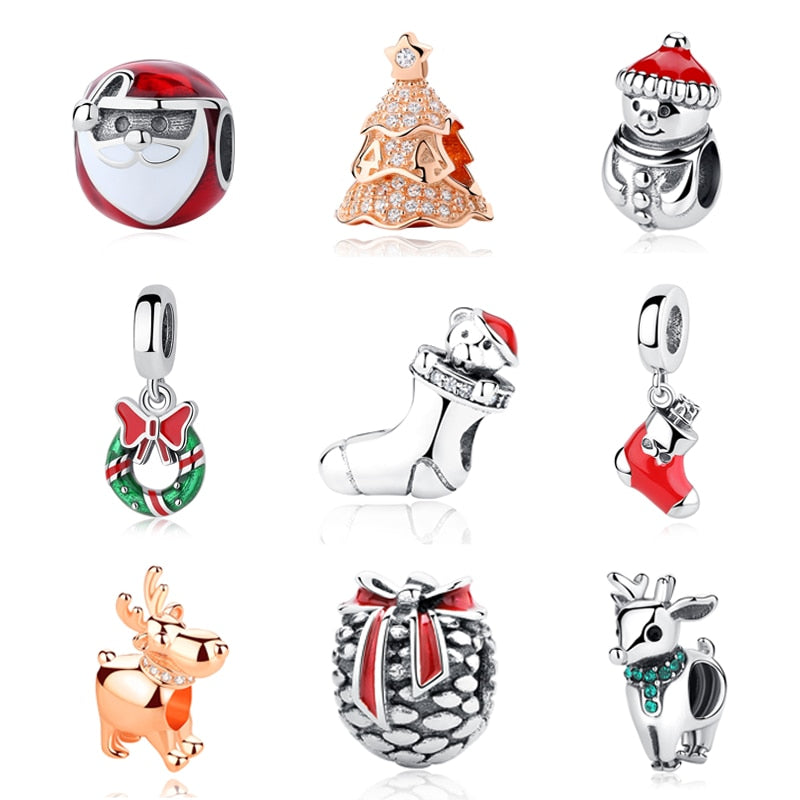 Sterling Silver, Crystal & Enamel Christmas Bead Charm Collection –  100Sterling