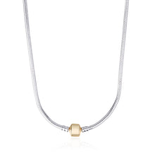 Load image into Gallery viewer, Sterling Silver Snake Chain Necklace with Gold-Plated Barrel Clasp