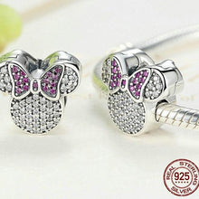 Load image into Gallery viewer, Sterling Silver Sparkling Mini Mouse Lavender Bow Bead Clip