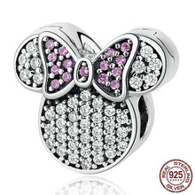Load image into Gallery viewer, Sterling Silver Sparkling Mini Mouse Lavender Bow Bead Clip