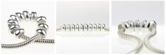 Real 925 Sterling Silver Cool Snake Fashion Spacer Stopper Beads