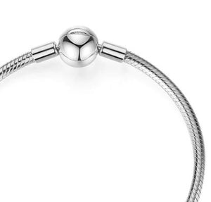 Sterling Silver Snake Chain Bracelet with Round Clasp